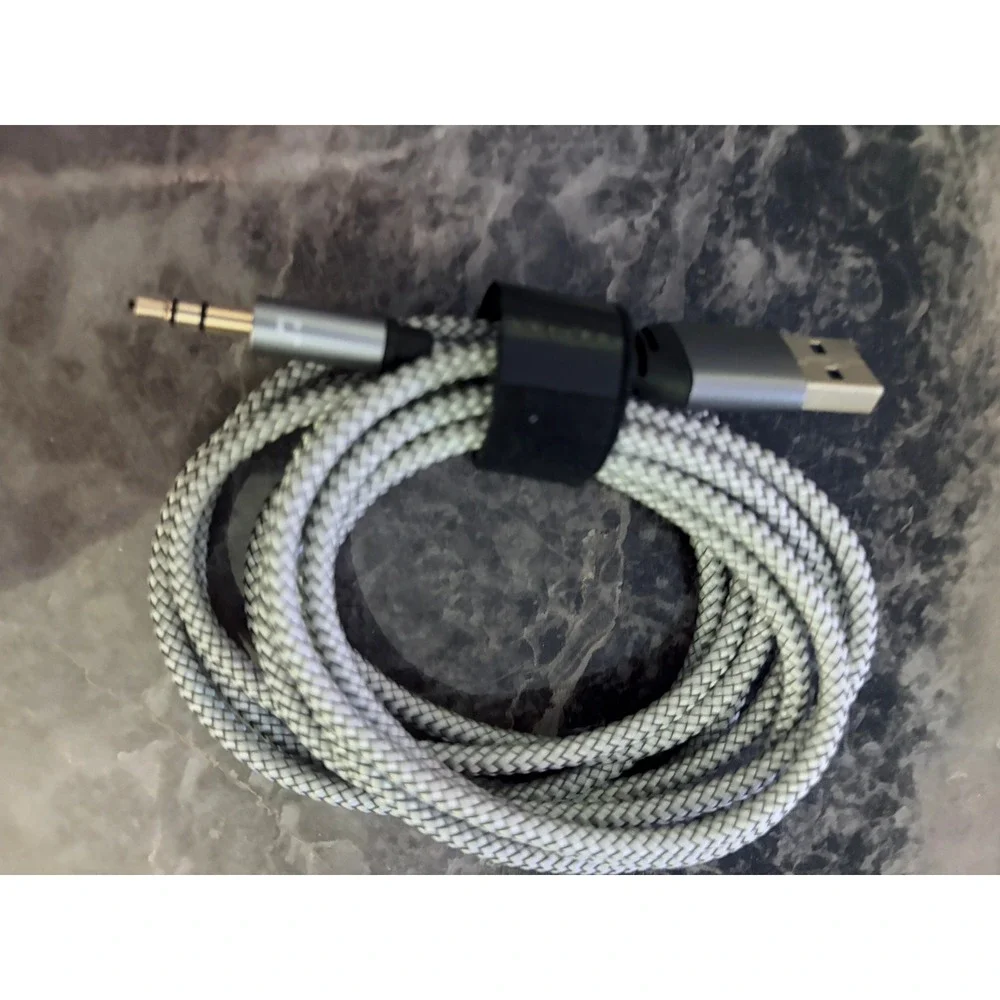 JXMOX USB C to 3.5mm Aux Cable 4ft Gray Braided Digital Audio Cord J2-H3.5-4FT